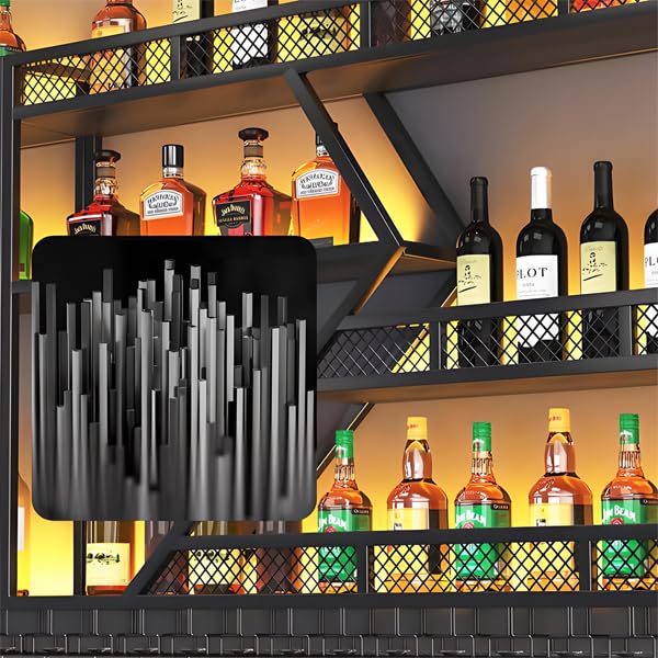 Wijnflesrekken, Wandrekken met Display, 3-Tier Multifunctionele Wijn Display, Wand Gemonteerde Wijnflesrekken voor Thuis, Bar, Restaurant (BLACK, 100 * 25 * 90CM