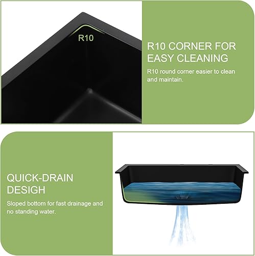 Miniatura 8 de Donsdey - Fregadero de cocina compuesto de granito 31 x 20 pulgadas, fregadero de cocina de granito montado en la parte superior, compuesto clásico