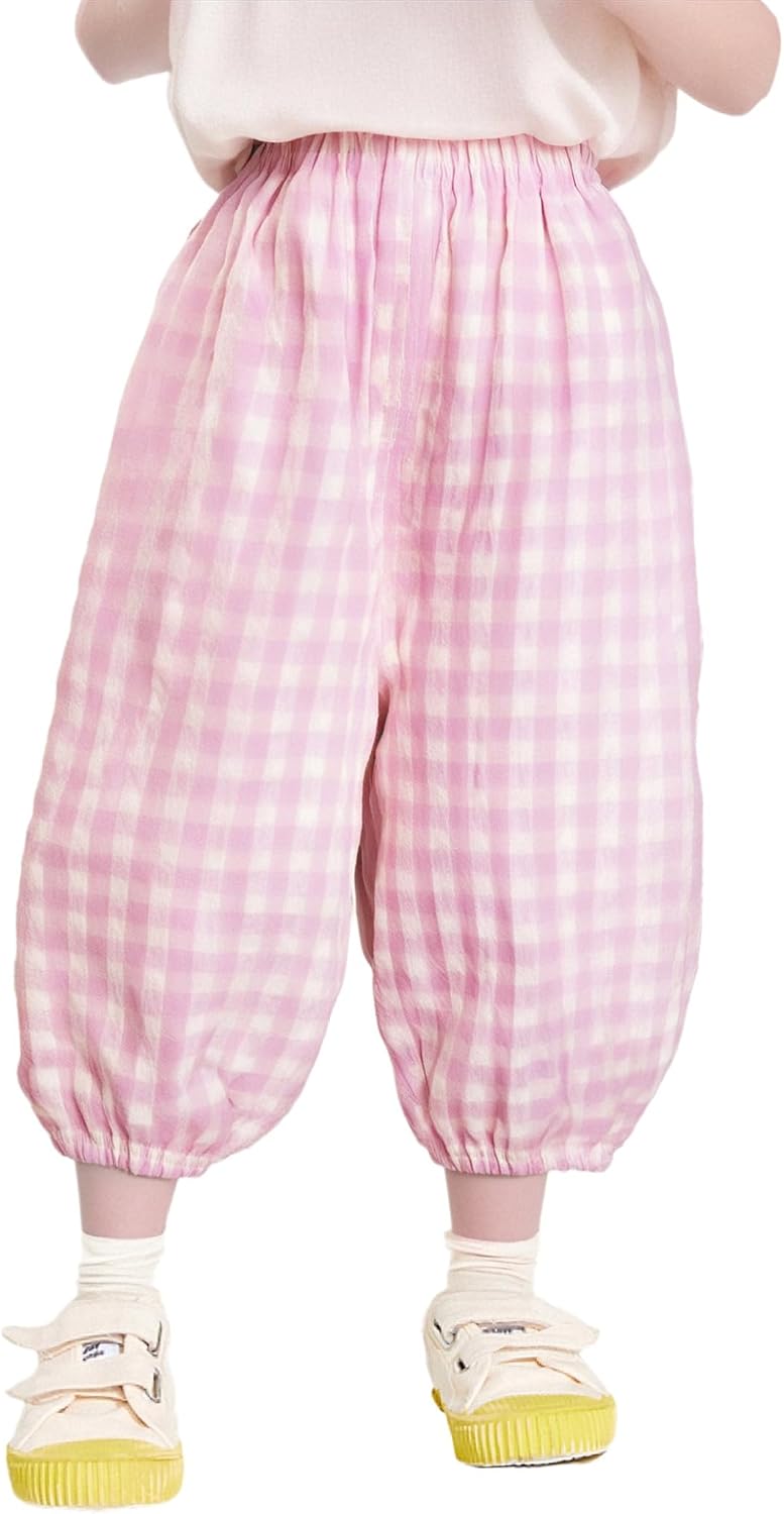 Baby Kids Unisex Checkered Plaid Gingham Pants Breathable Summer Pants Casual Sweatpants Bottoms