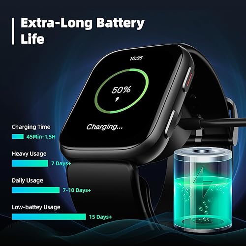 Miniatura 8 de Reloj inteligente de presión arterial, monitor BP de 1.95 pulgadas con brazalete de bomba de aire, reloj de presión arterial con monitor de