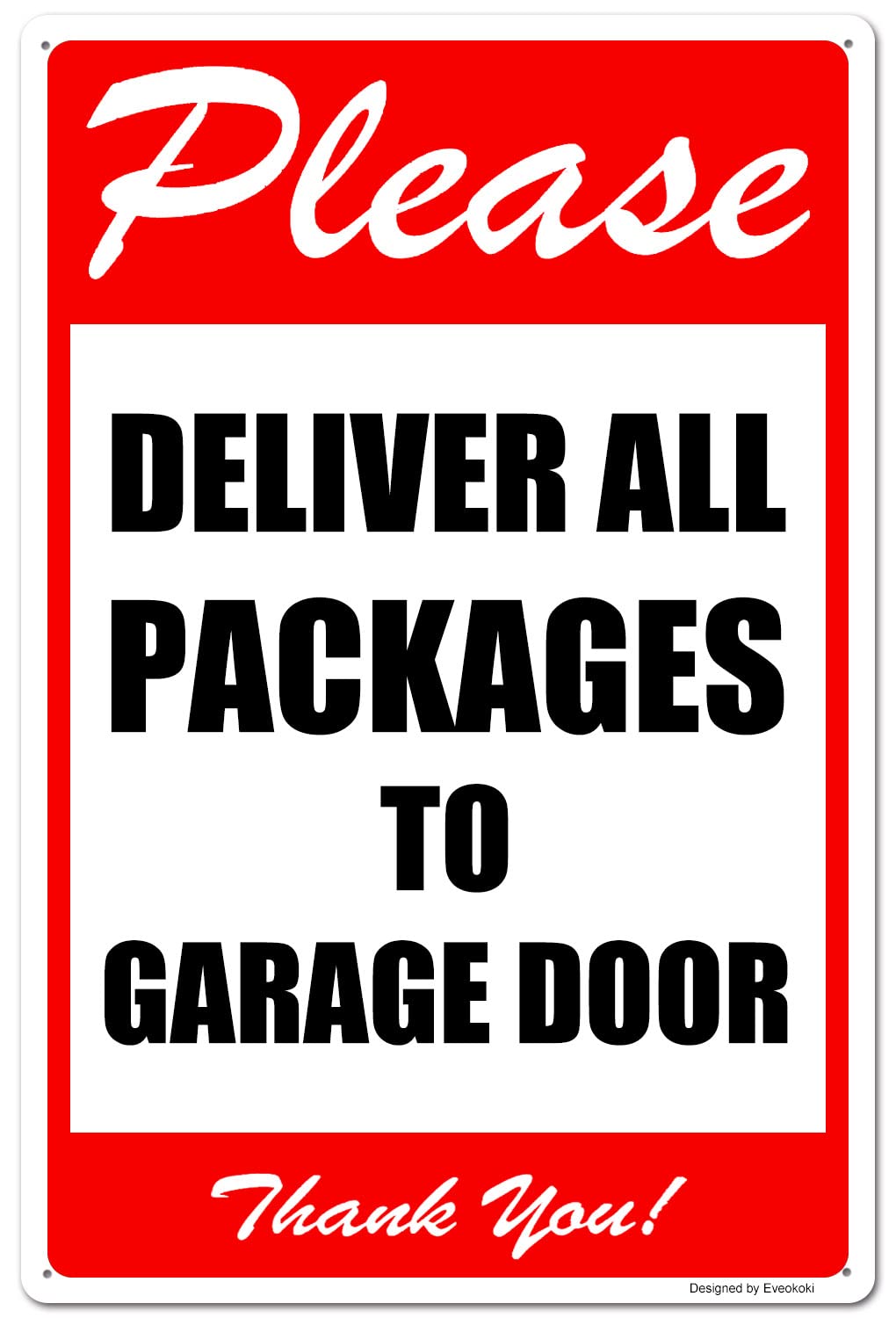 2 Pack Please Deliver All Packages to Garage Door Thank You Signs, 8x 12 Inches Please Delivery Sign Aluminum Metal Sign