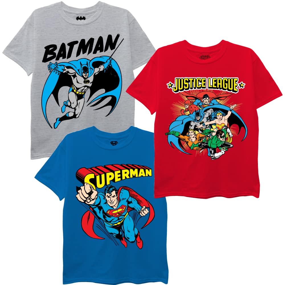 T-shirt Justice League garçon pack de 3 vêtements d'été Batman et Superman