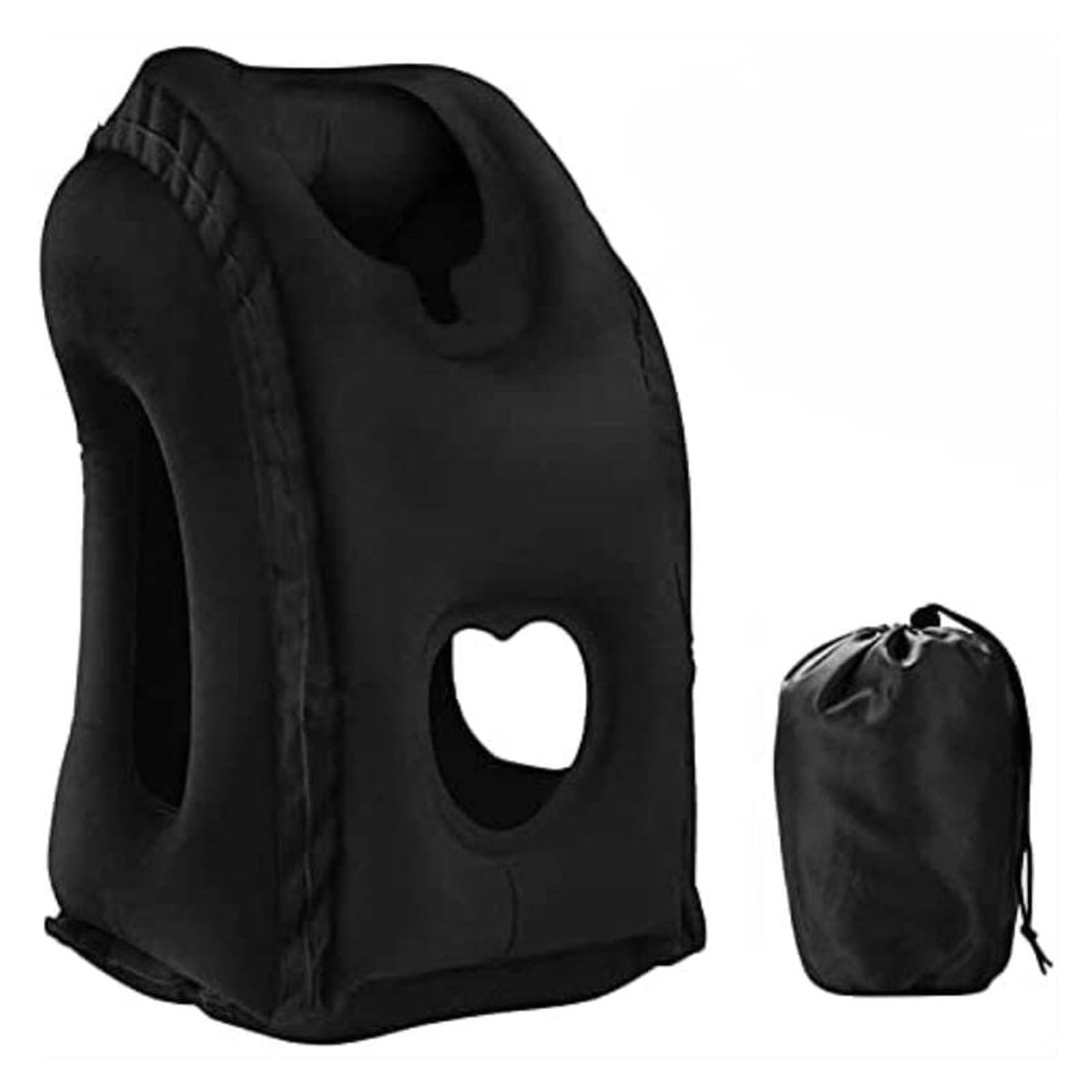 Almohada de viaje inflable actualizada con soporte para la barbilla - Cojín de aire extra grueso y ancho para avión, coche, oficina, reposacabezas de cuello, compacto portátil para accesorios de viaje