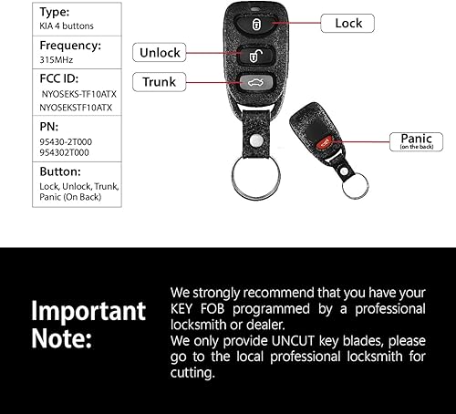 Miniatura 3 de Reemplazo para 2010 2011 2012 2013 Kia Optima Key Fob Control remoto NYOSEKS-TF10ATX 4 botones 315MHz
