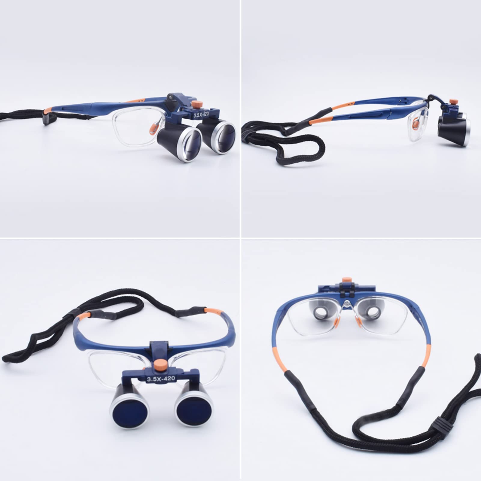 Lupa con Diadema de Lupa de 420 mm, Lupa portátil de Vidrio óptico Binocular para joyería, artesanía, Reloj, pasatiempo (Aumento Azul: 3,5X)
