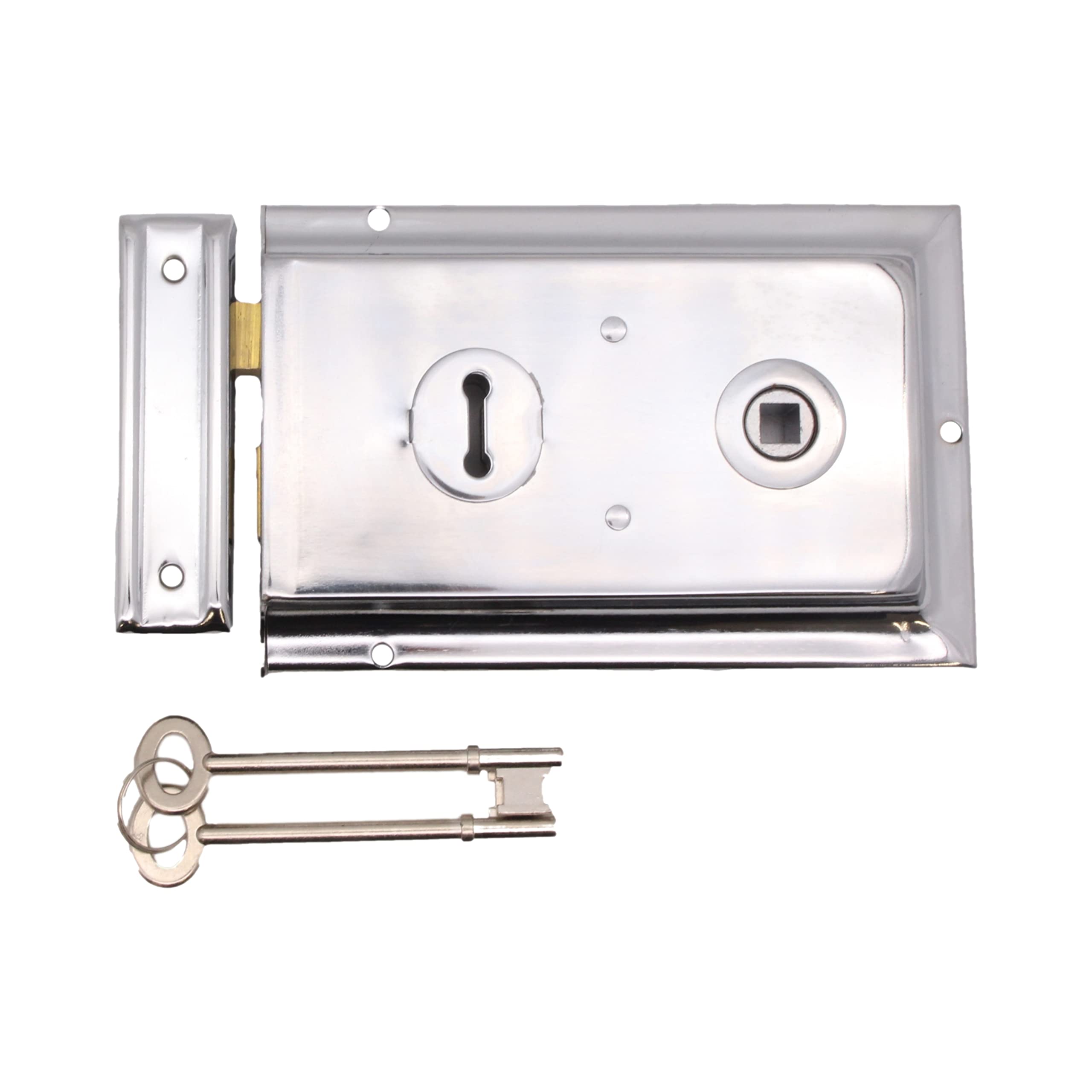 Eai Polished Chrome Traditional Rim Sashlock Surface Mounted Lock 156 X 106Mm