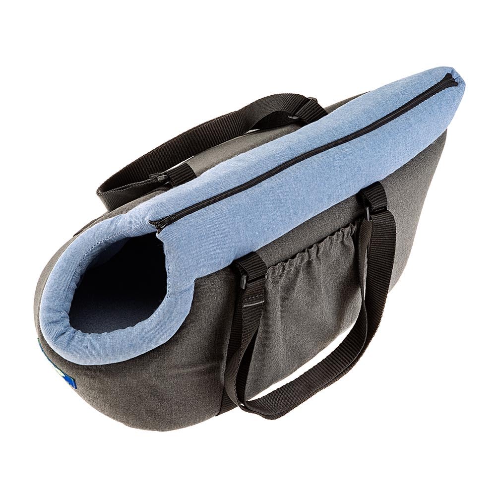 Ferplast Trasportino Gatto BORSELLO, Trasportino per Cani, Zaino per Cani, Manici Regolabili, Cinghia di Sicurezza, Lavabile a 30°, Max 8 Kg, 43 x 24 x h 24 cm, Azzurro