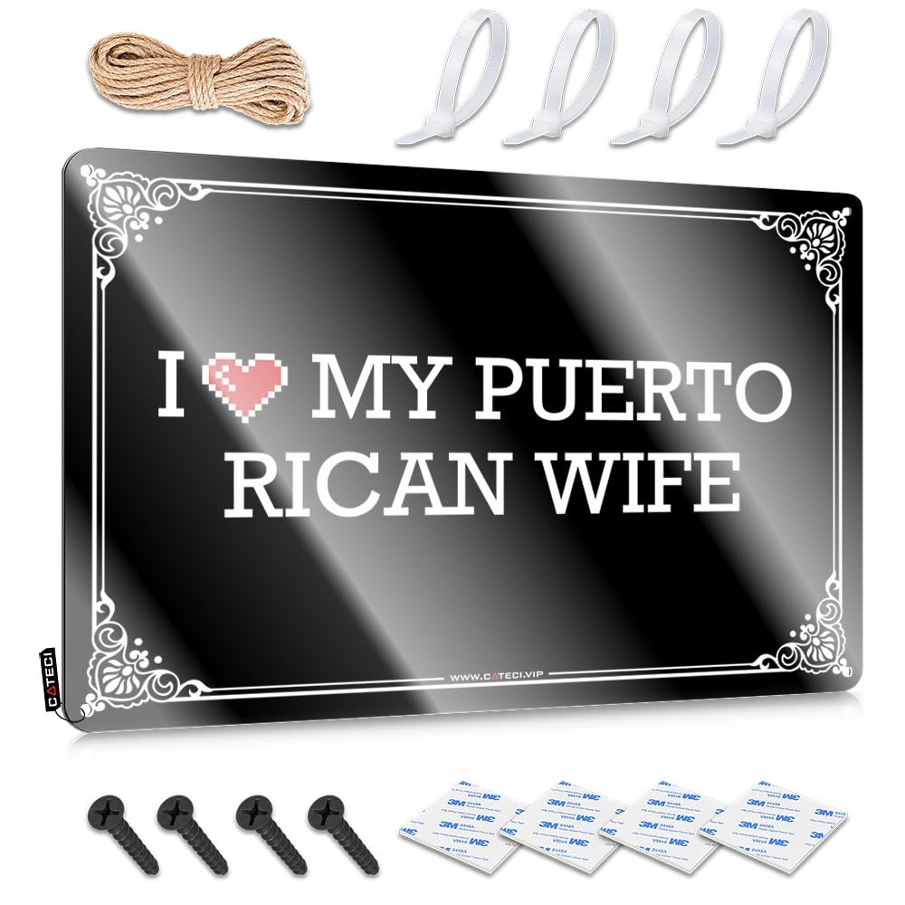 I Love My Puerto Rican Wife Sweet Funny Sign | Gaming Vintage Style Custom Bar Decoration Easy Hang(30X40CM)
