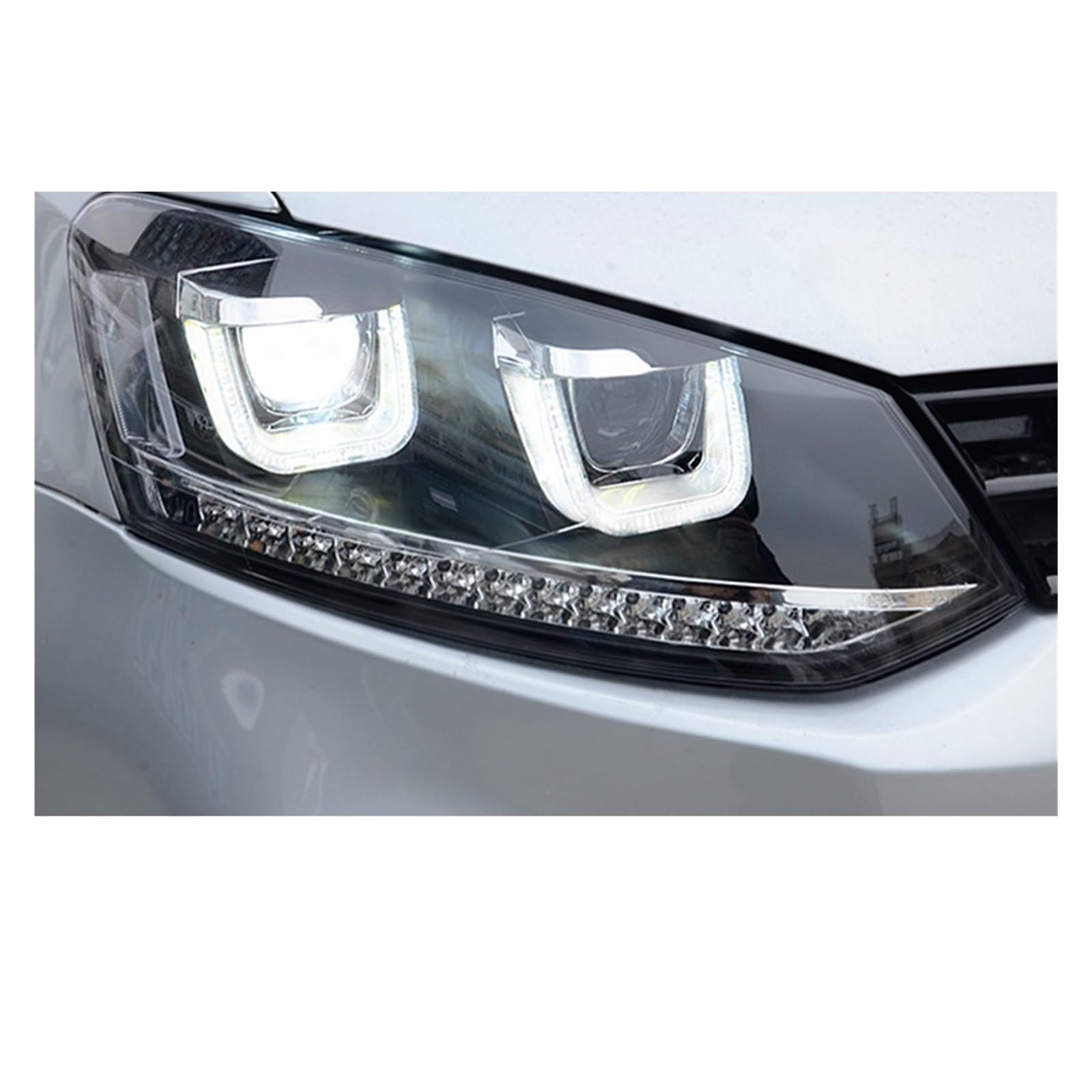 Head Lamp Assembly Compatible For POLO 2010-2017 Polo Headlights Fog Lights Day Running Light DRL H7 LED Bi Xenon Bulb Car Accessory Transformation Upgrade (Color : Led kit)