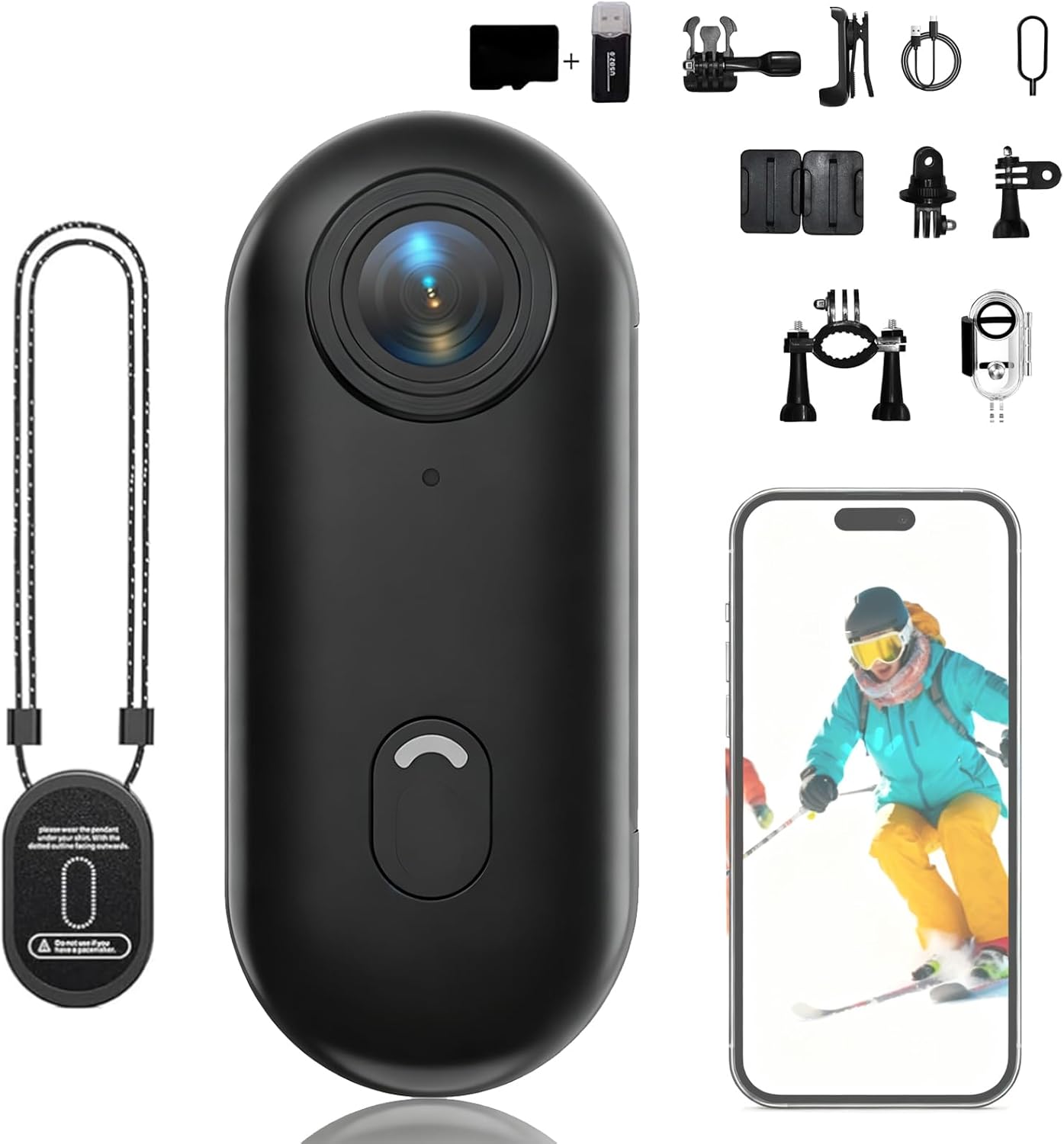 POV Camera 4K, Thumb Action Camera, Mini Wearable Body Cam with 64/128/256GB Storage, 170° Ultra-Wide Lens, 360-Min Recording, Waterproof 30M for Cycling, Vlogging & Outdoor Sports (Black-4K,64G)