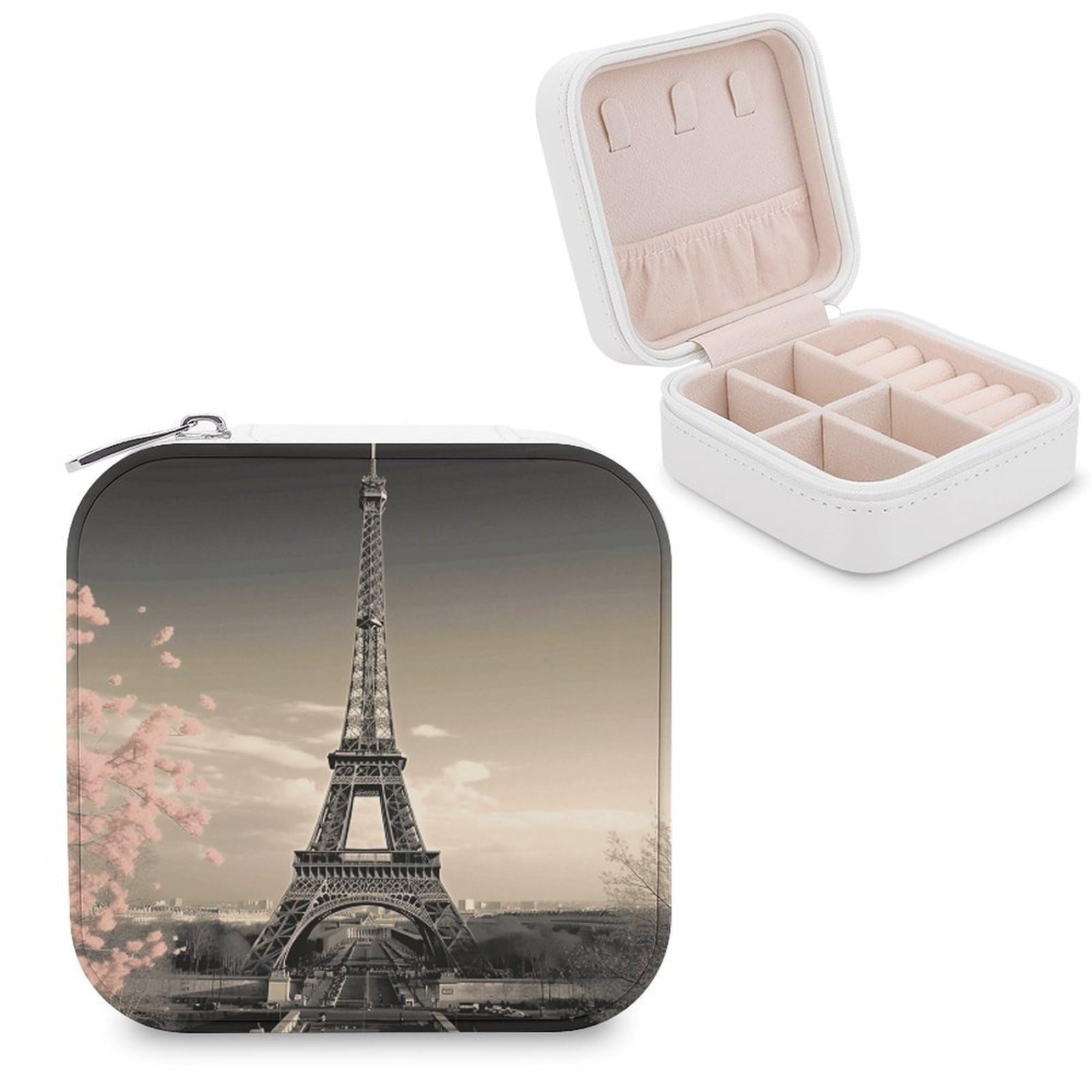 VstaDank Paris Tower Jewelry Box Exquisite Leather Jewelry Organizer Portable Trinket Organizer Fashion Travel Jewelry Case for Rings Earrings Necklaces Unique Gifts for Women
