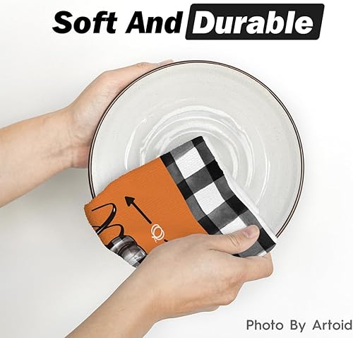 Miniatura 5 de Artoid Mode Buffalo - Juego de 4 toallas de cocina de otoño con diseño de camión de Hello Pumpkin de 18 x 26 pulgadas, decoración de Acción de