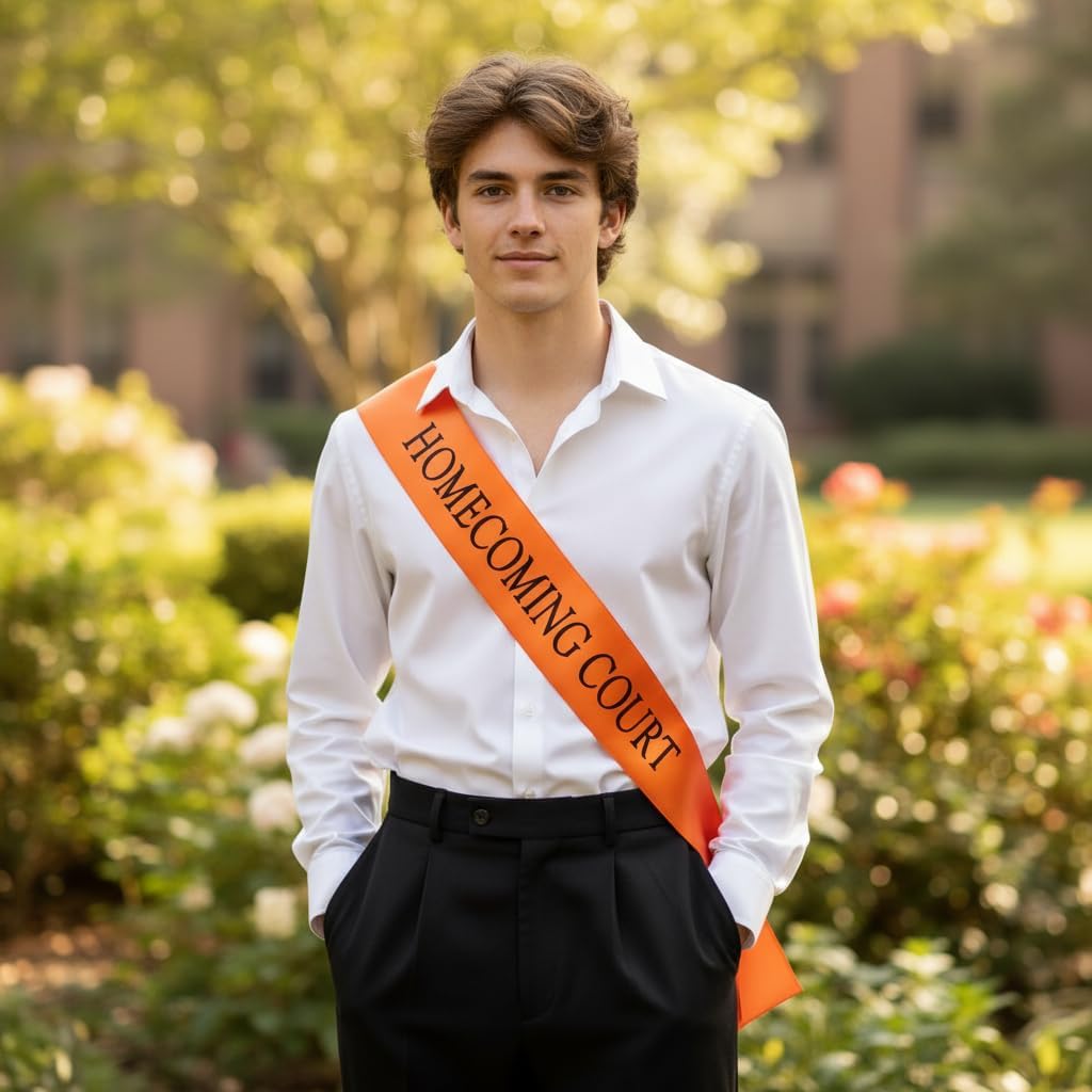 Orange Satin Homecoming Court Sash Set- 3 Inches x 72 Inches