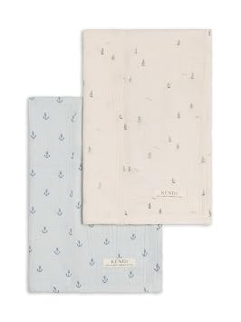 Kendi by Colored Organics Baby 2 Pack Organic Cotton Burp Cloths Set - Marina + Anchor Muslin