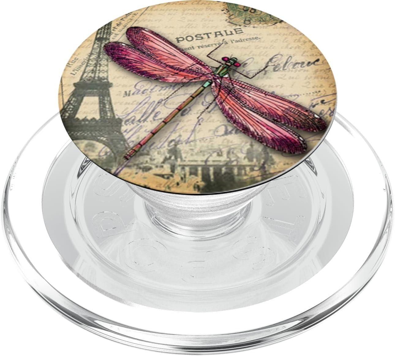 Dragonfly Pop Phone Grip - Red Pink Cute Vintage Dragonfly PopSockets PopGrip: Swappable Grip for Phones & Tablets PopSockets MagSafe PopGrip for iPhone