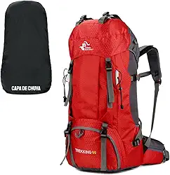 Mochila Masculina Grande 60 Litros + Capa de Chuva Cargueira Camping Alpinismo