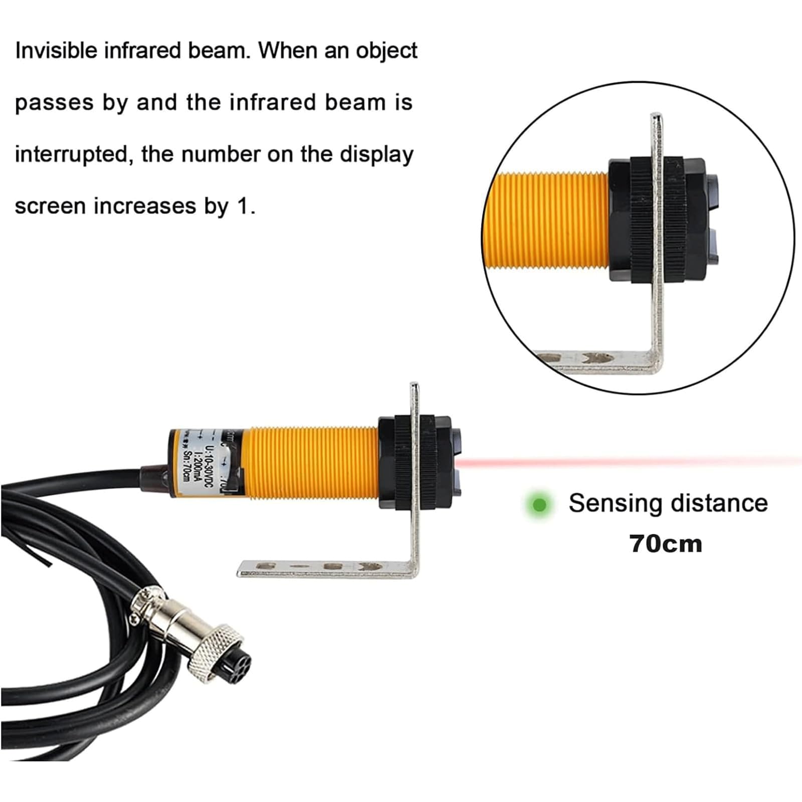 Contatore Digitale a LED per Linea di Produzione, Display a 5 cifre con Telecomando, Conta Fino a 99999, Portata del sensore di 7 m, Memoria allo spegnimento, Ideale per fabbric,