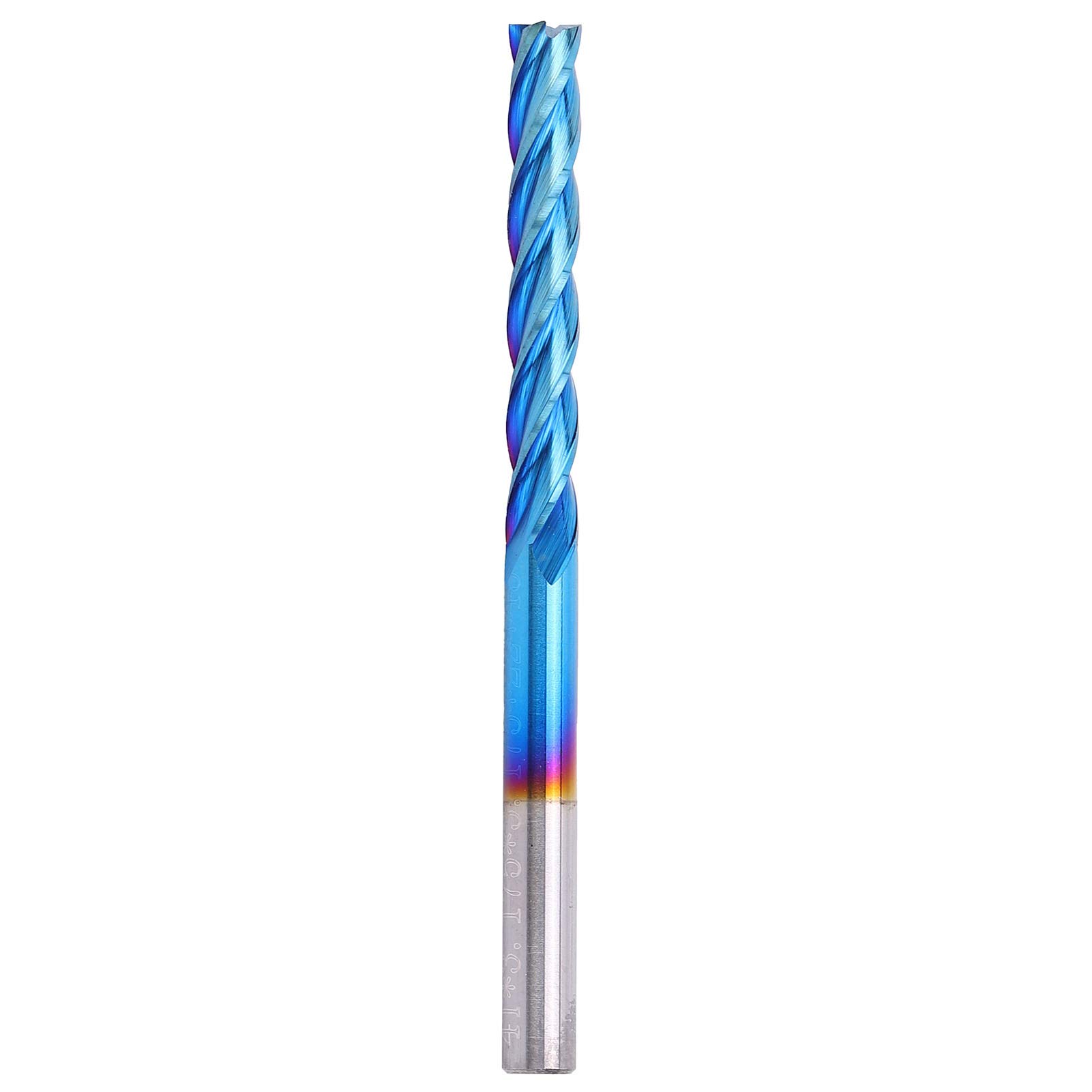 Acier Tungstène 4-cannelures Revêtement Nano-bleu Fraise CNC pour Bois Aluminium Acier Titane Traitement des Rainures(3.175 * 3.175 * 22)