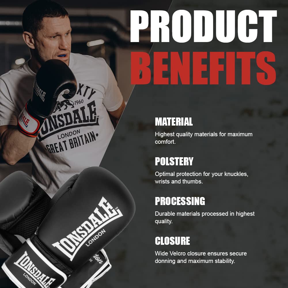Lonsdale Guanti da boxe in ecopelle ASHDON