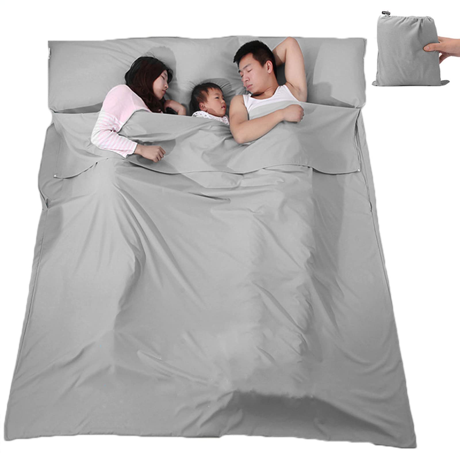 Saco de dormir para cabaña, saco de dormir de verano, saco de dormir de viaje, fino, ligero y compacto, ideal para albergues, albergues, camping, actividades al aire libre, etc