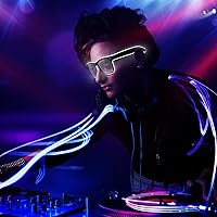 Vista 36 de Ainiv Gafas de luz inalámbrica, 3 modos, LED luminosas, que brillan en la oscuridad, para fiestas, DJ, EDM, Halloween, Navidad Inalámbrico - Rosa