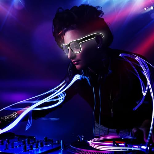 Miniatura 36 de Ainiv Gafas de luz inalámbrica, 3 modos, LED luminosas, que brillan en la oscuridad, para fiestas, DJ, EDM, Halloween, Navidad Inalámbrico - Rosa
