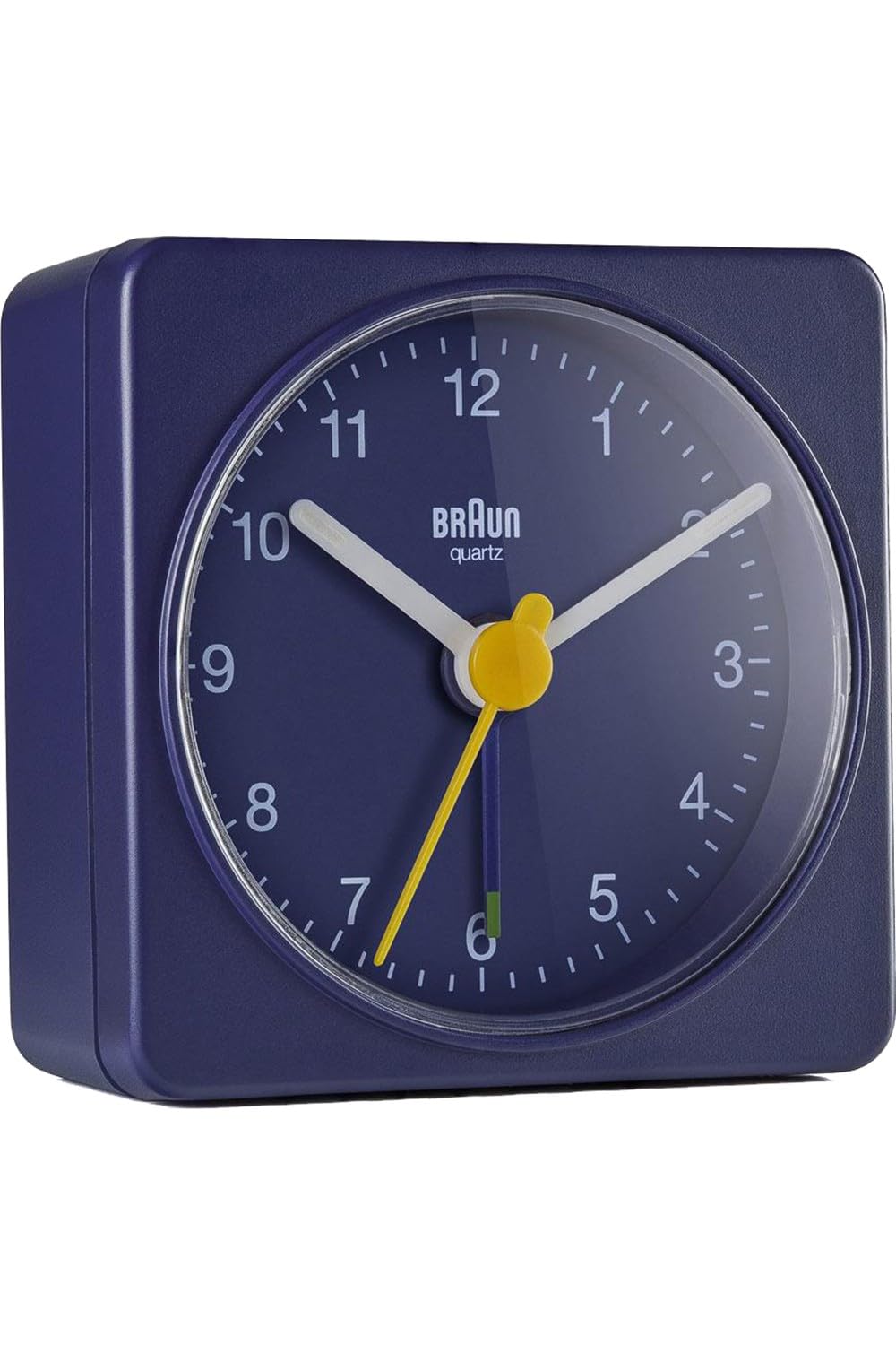 Braun Classic Travel Analogue Clock, Compact Size, Quiet Quartz Movement, Crescendo Beep Alarm in Blue, Model BC02BL, One