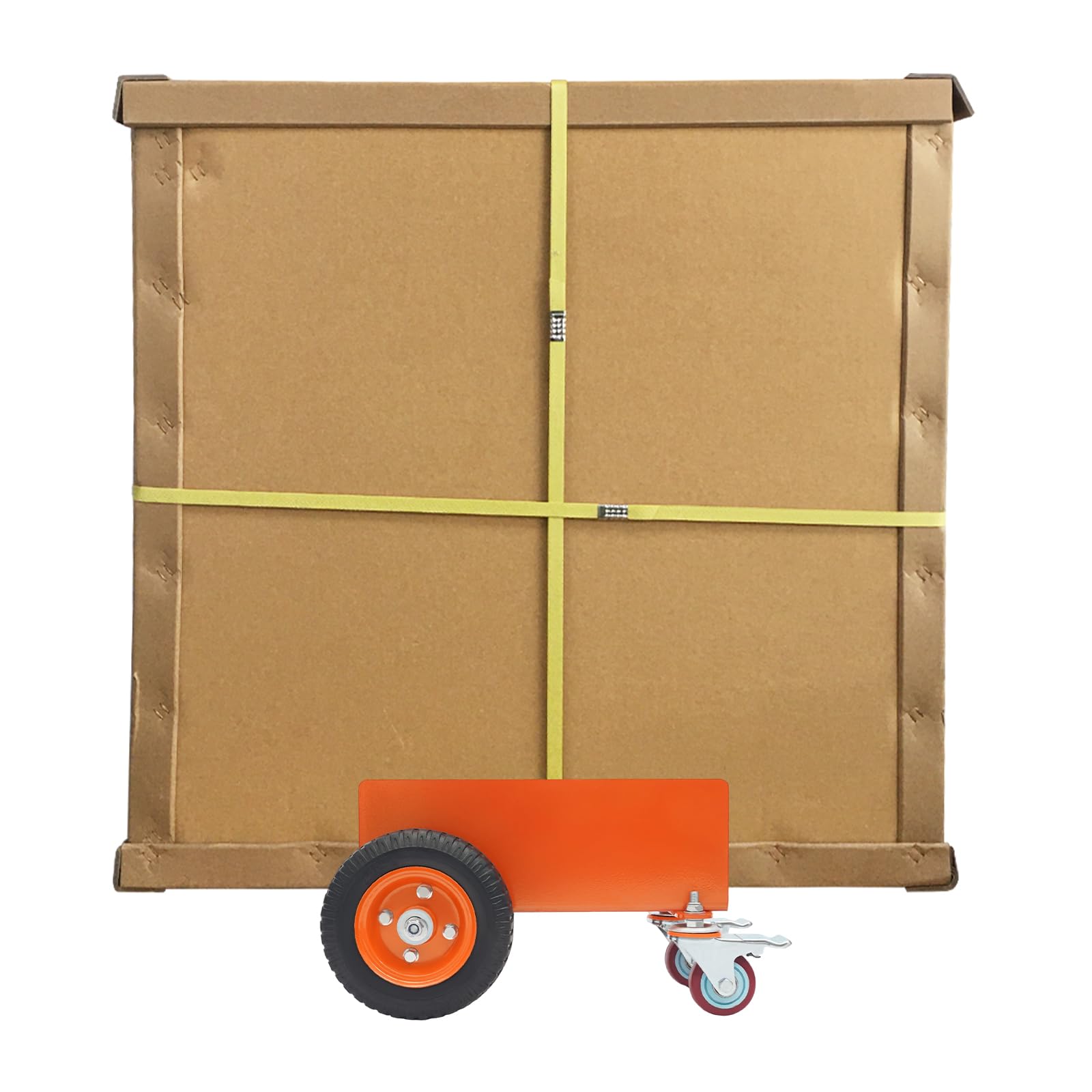 Plattformwagen 300 kg, Schwerlast-Platten-Dolly mit 2 Luftreifen & 2 Lenkrollen (gebremst), Plattenkarren für Gips, Holz & Glas, Schwerlast-Panelwagen für Baustelle