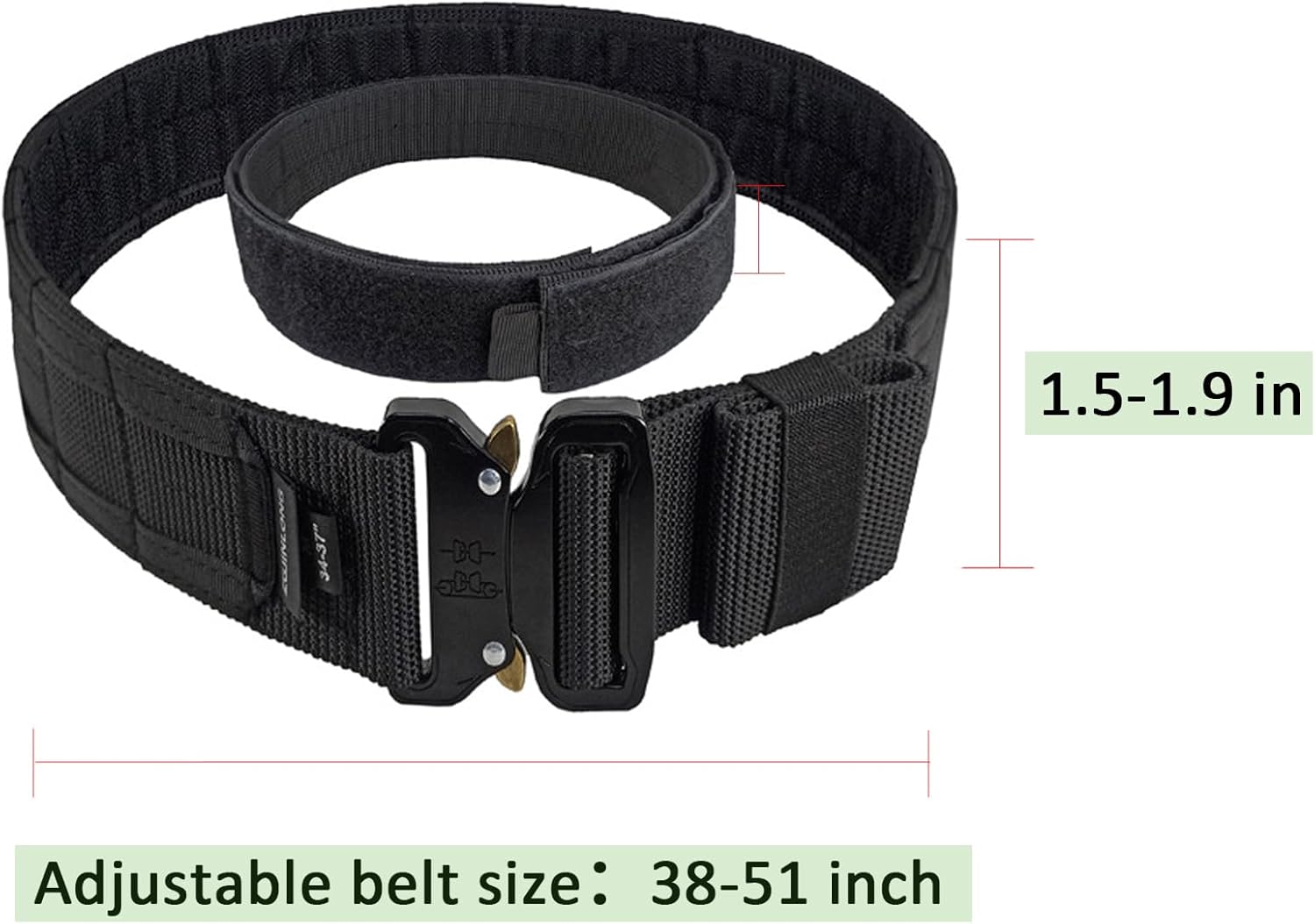 Tactical Molle Belt with Quick-Connect Buckle 1.5"& 2" Inch Heavy-Duty Rigger Belts for Training Outdoor - Image 2