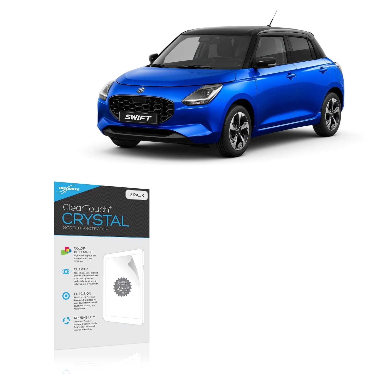 BoxWave Screen Protector Compatible with Suzuki 2024 Swift Sport Cluster Display (4.2 in) - ClearTouch Crystal (2-Pack), HD Film Skin - Shields from Scratches