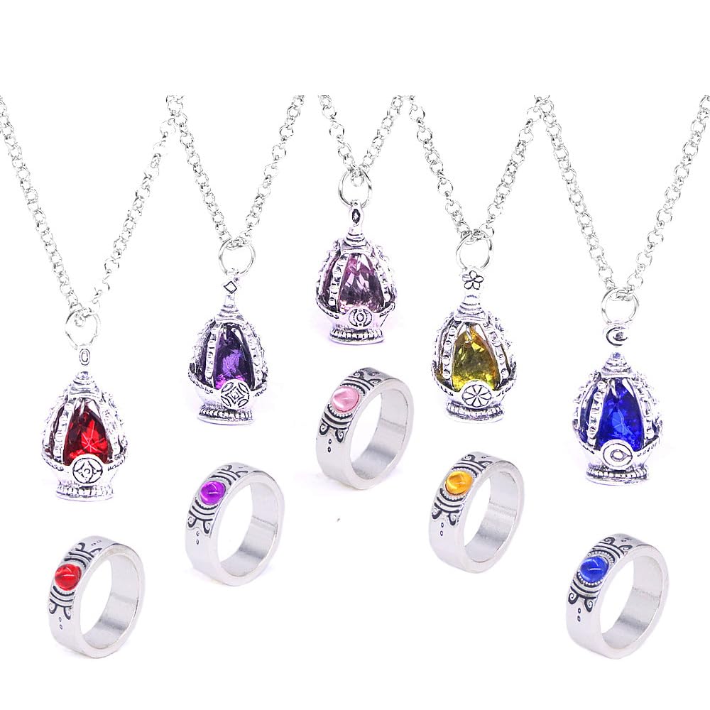 Madokas Necklace Ring Set - Soul Gem Crystal Pendant Madokas Cosplay