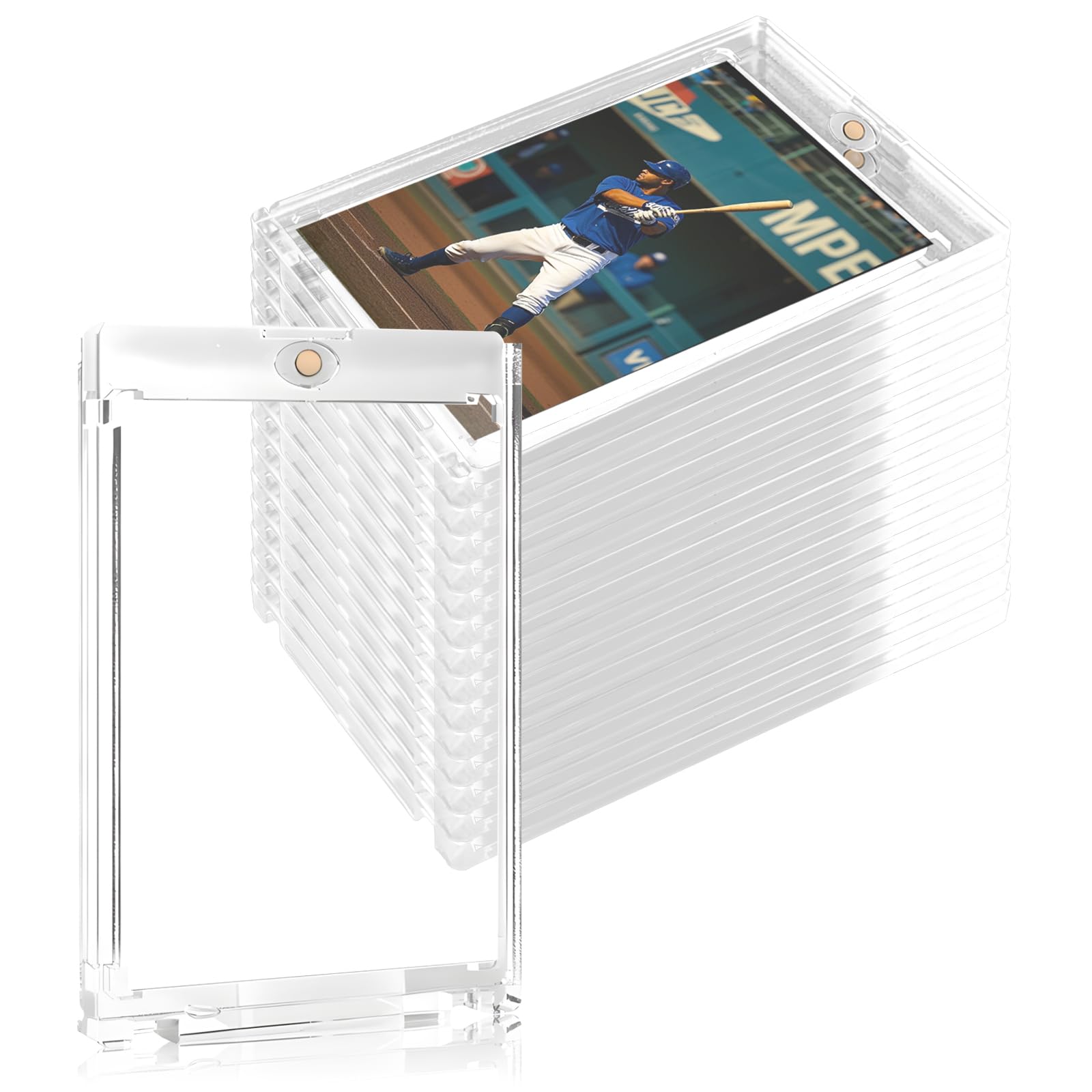 Lot de 15 Porte-Cartes magnétiques en Plastique Rigide pour Cartes à Collectionner, Protection UV, 35 pt