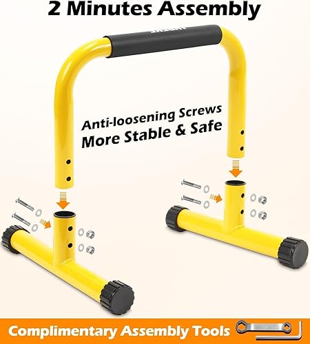 Miniatura 7 de TABEKE Barra de empuje hacia arriba, paraletas de acero de 14 pulgadas de alto y barra de inmersión con mango de espuma de cobertura completa,