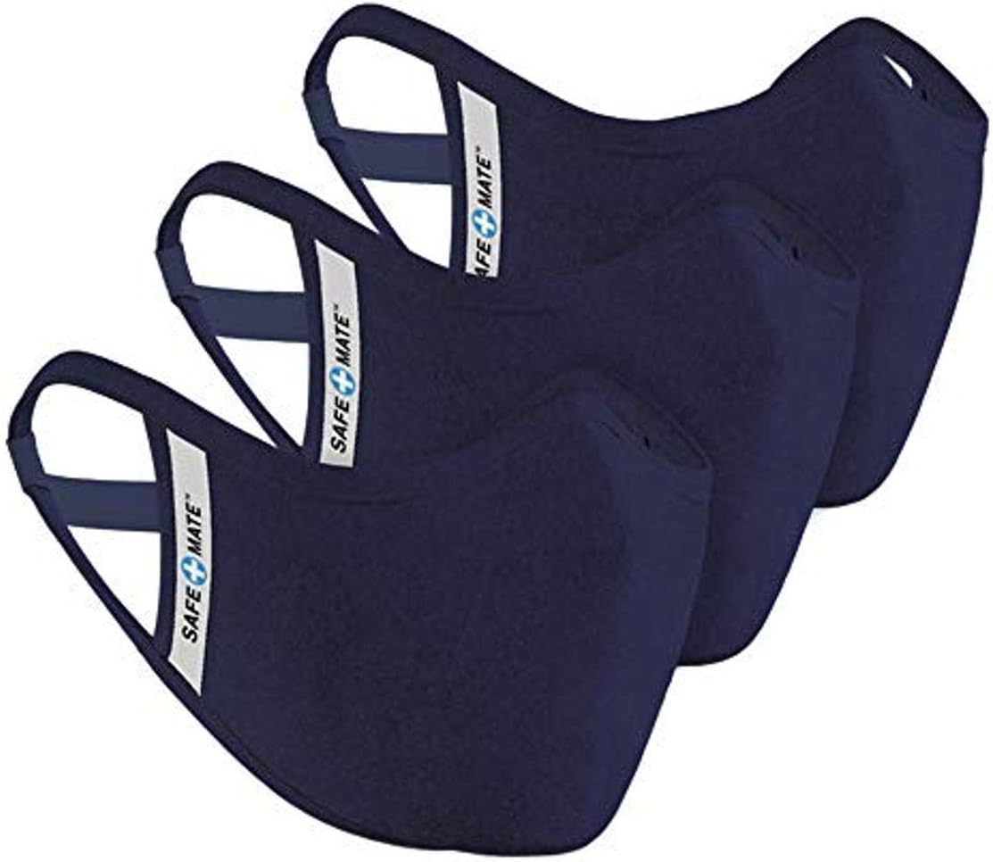 Safe+Mate x Case-Mate - Cloth Face Mask - Washable & Reusable - Adult S/M - Cotton - Includes Filter - 3 Pack - Navy