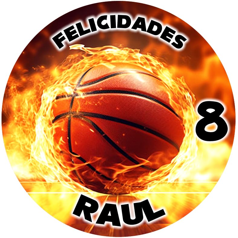 OBLEA de BASKET baloncesto Redonda personalizada para Pastel o Tarta, Papel Comestible Decoracion Cumpleaños, Obleas Comestibles Torta Redondo - Vegano y Sin GLuten