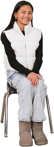 Miniatura 3 de FDP 11560-BK - Silla apilable de 16 pulgadas, asiento apilable para estudiantes con patas de acero cromado y deslizadores giratorios para aula,