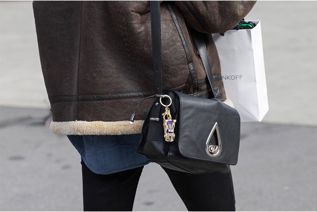 VXAR Keychain Key Ring Keyring Pendant Keyfob Charming Rhinestone Crystal Women Bag Purse Decoration Gift (Car Blue 1pcs)