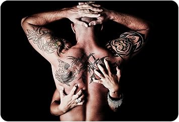 Require Tattoo Woman Man Erotic Sexy Sensualbar Pub Home Poster Cafe Art Home Decor Art Wall Decor Metal Sign Poster 8X12 Inches