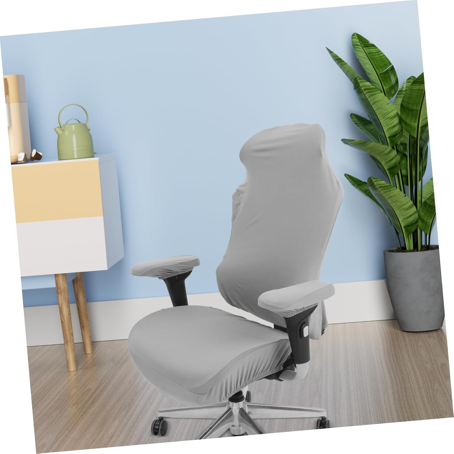Gaming Chair Cover Set Stretchable Elastic Armrest Covers for Office and Gaming Chairs Soft Milk Silk Material Washable Protector for Home Office Use Light Gray