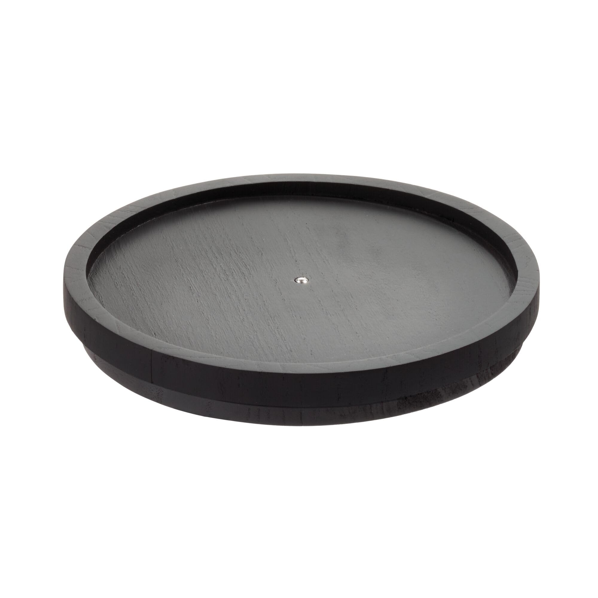 The Home Edit by iDesign gramofon Lazy Susan 22,9 cm z podwyższoną krawędzią, czarny drewno Paulownia