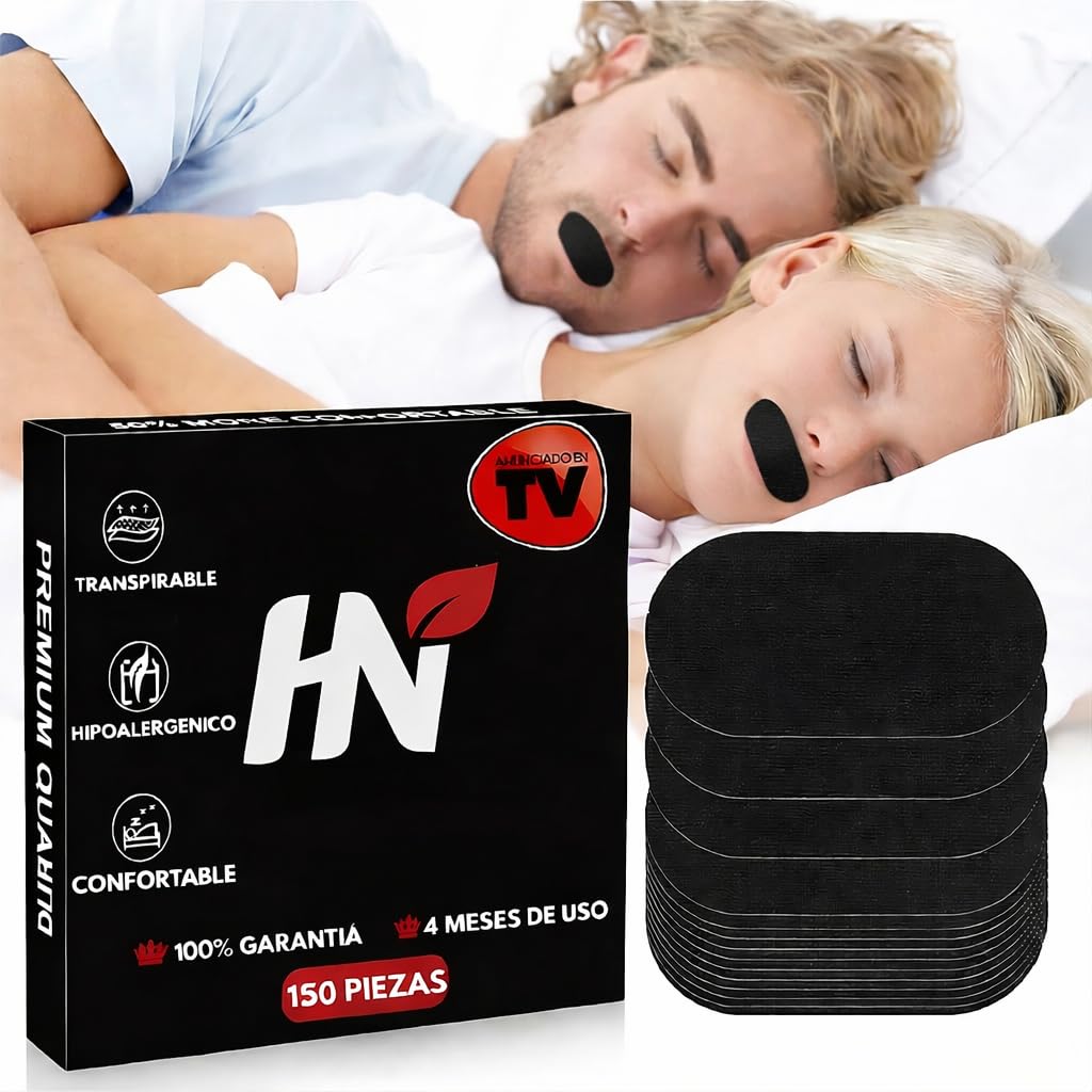HN® PACK AHORRO 150 Tiras Bucales Para Dormir Antironquidos |Máximo Rendimiento +5 Meses Duración| Adhesivo Hipoalergénico| Mouth Tape For Sleeping| Cintas Bucales Tapabocas |Parches Para Boca Cerrada
