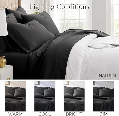 Miniatura 4 de SouthShore FINE LIVING - Juego de sábanas de 6 piezas con bolsillo extra profundo de 21 pulgadas, calidad premium, fácil cuidado, sin encogimiento,