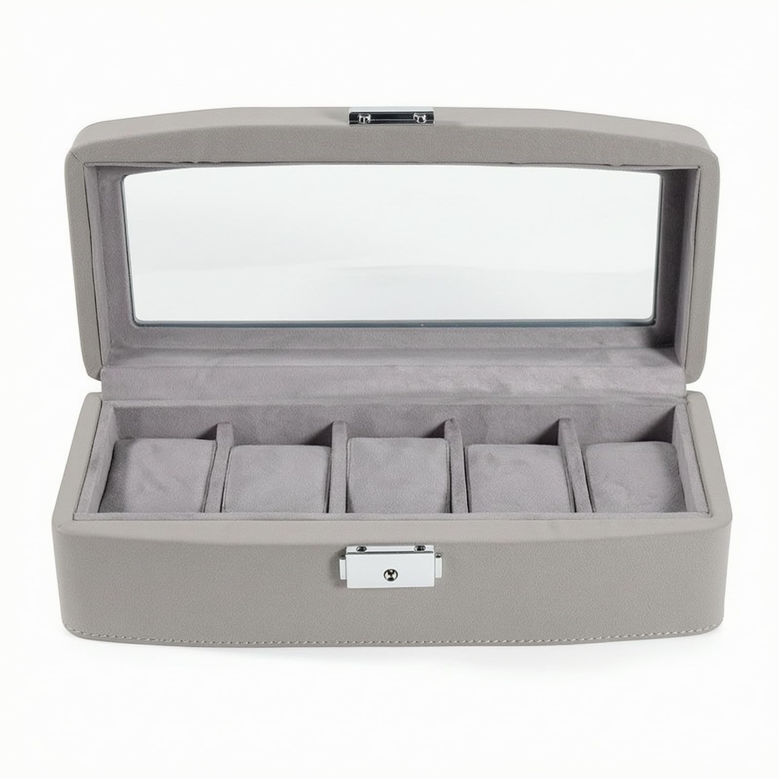 Boîte à montres et organisateur gris pour valoriser votre commode de chambre