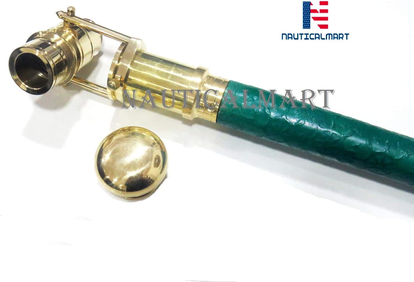 Nautical Collectible Brass Telescope Spyglass Walking Stick Head Foldable Cane Marine Prop