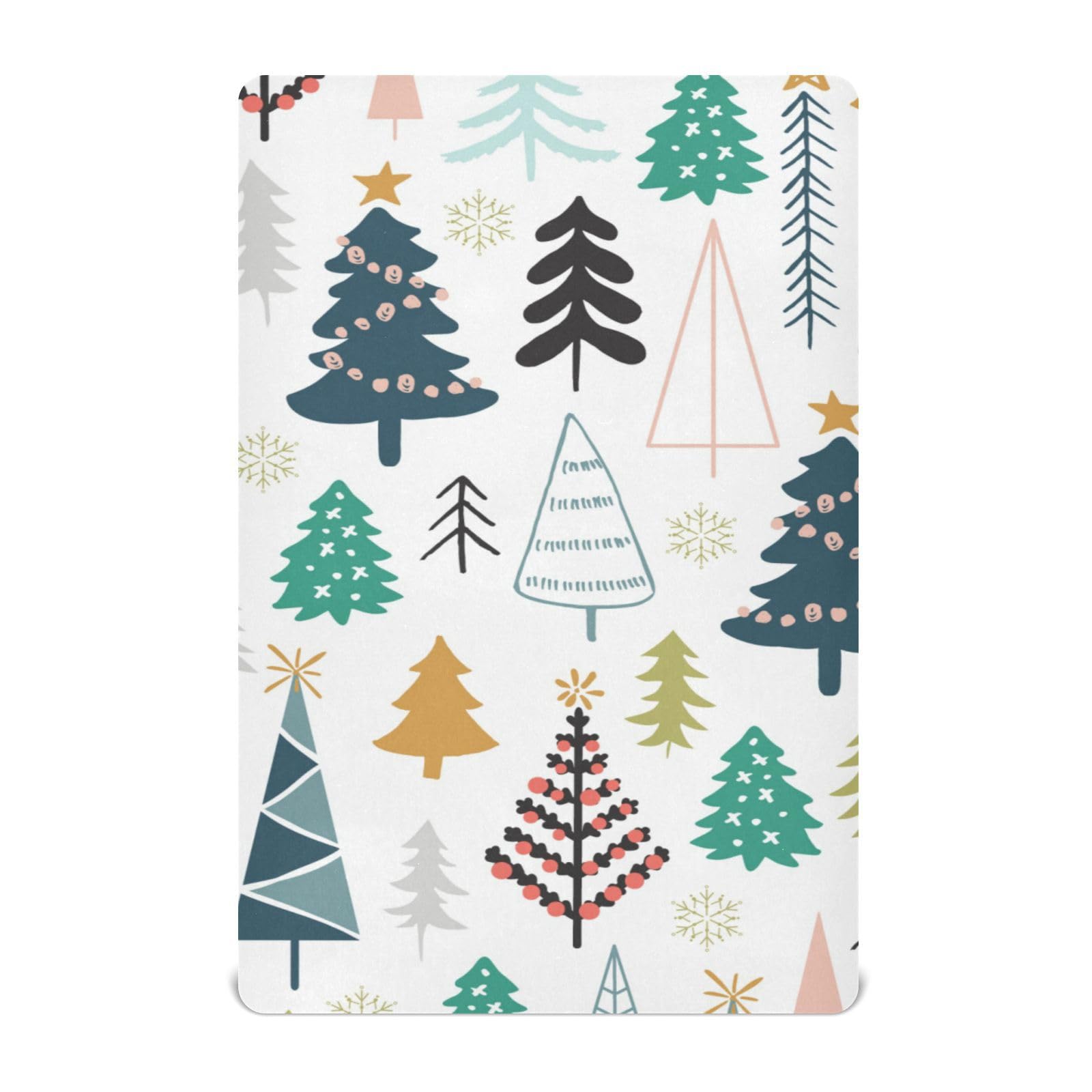 Moudou Christmas Tree Playard Sheet for Boy Girls, Soft Breathable Fitted Toddler Sheet for Standard Playard Bed Mattress, 39 x 27 x 5 Inch