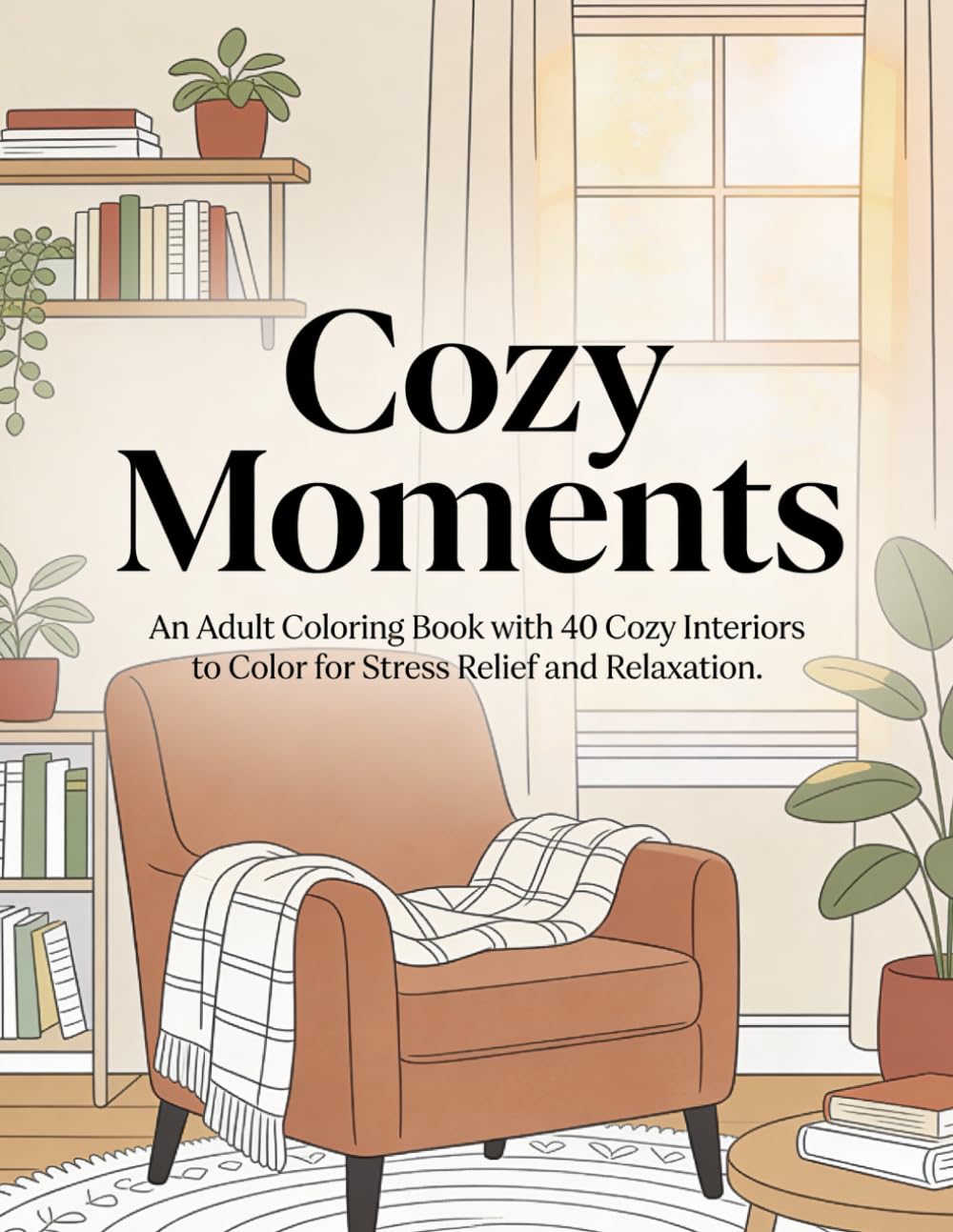 Cozy Moments: An Adult Coloring Book with 40 Cozy Interiors to Color for Stress Relief and Relaxation