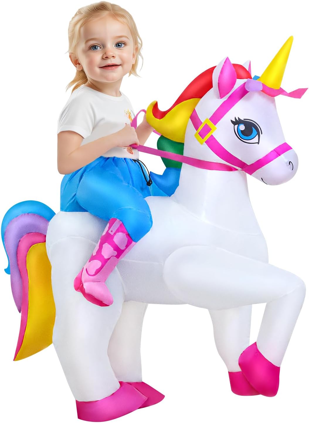 KOOY Inflatable Unicorn Costume Kids Unicorn Costume For Halloween Party Cosplay Blow Up Costume For Kids