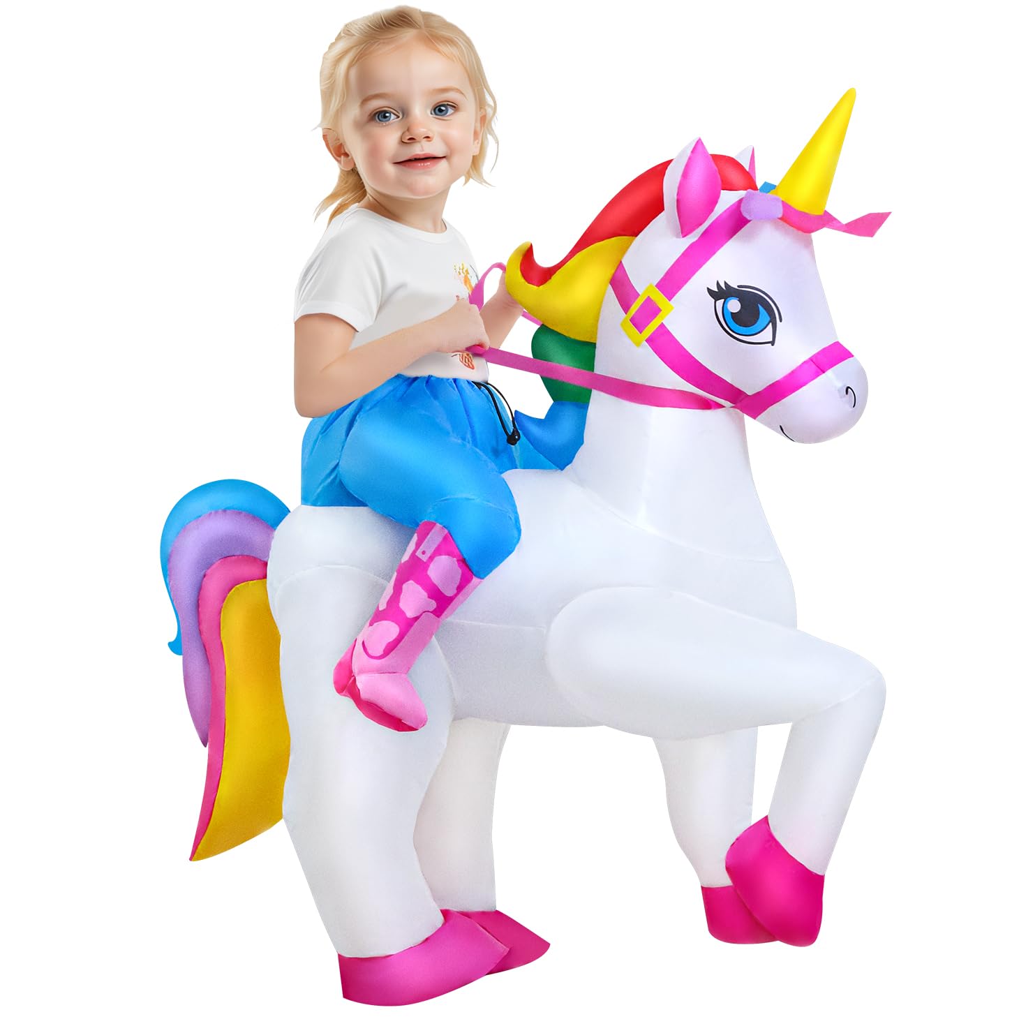 KOOY Inflatable Unicorn Costume Kids Unicorn Costume For Halloween Party Cosplay Blow Up Costume For Kids
