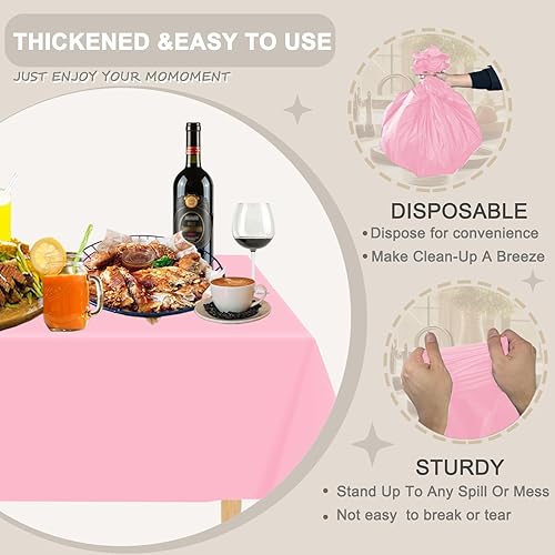 Miniatura 9 de D&Z Paquete de 6 manteles rectangulares de plástico desechables color rojo de 54 x 108 pulgadas, para interiores o exteriores, fiestas, banquetes,