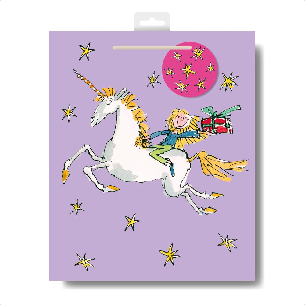 Quentin Blake Unicorn Large Gift Bag Gift Wrapping Accessory 613623 by Woodmansterne